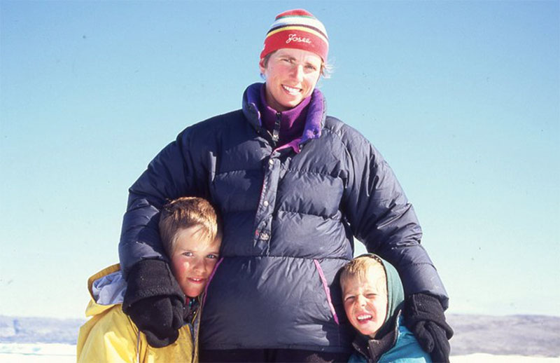 An introduction to the Arctic - Josee and her boys Tessum and Nansen, more than 25 years ago.