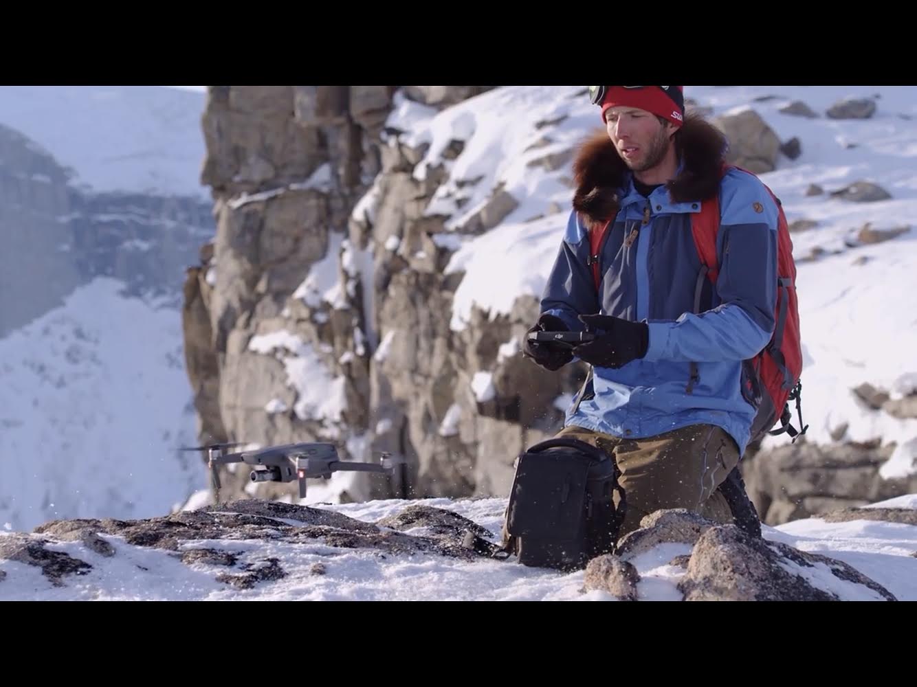 Nansen Weber filming with DJI on Baffin Island