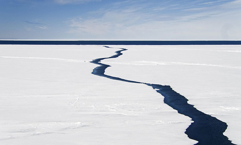 A large lead forms in the sea ice